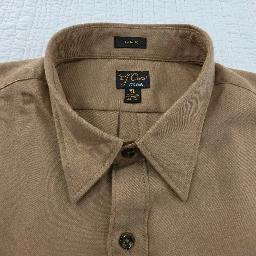 J.Crew Cotton-Cashmere Blend Shirt Mens XL Camel NWT CC100 NEW Preppy Old Money